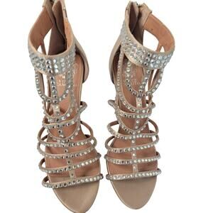 Vince Camuto Crystal Embellished Strapped Heel Sandals- New condition- Size 8.5